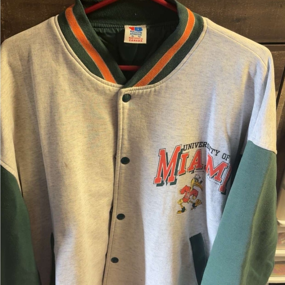 University of Miami Varsity Jacket - Gray and Green